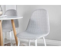 Venture Design Valgomojo komplektas Plaza apvalus valgomojo stalas ir Polar valgomojo kėdės 100x75 cm šviesiai pilka medžiaga