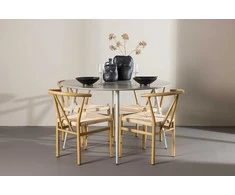 Venture Design Valgomojo komplektas Plaza stalas su Alfons kėdėmis 120 cm smėlio spalvos