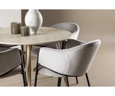 Venture Design Valgomojo komplektas Plaza valgomojo stalas su Evelina valgomojo kėde 100 cm balta MDF