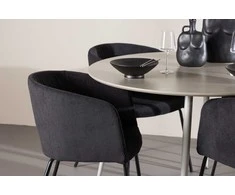 Venture Design Valgomojo komplektas Plaza stalas su Berit kėdėmis 120 cm, smėlio spalvos MDF