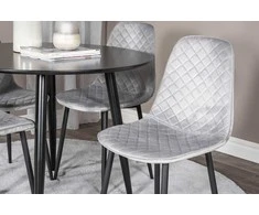 Venture Design Valgomojo komplektas Plaza apvalus valgomojo stalas ir Polar Diamond valgomojo kėdė 100x75 cm juodas aksomas