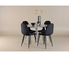 Venture Design Valgomojo komplektas Plaza stalas su Polar kėdėmis 100 cm pilkas MDF
