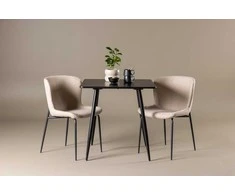 Venture Design Valgomojo komplektas Polar valgomojo stalas su Modesto kėdėmis 75x75 cm juodas smėlio MDF