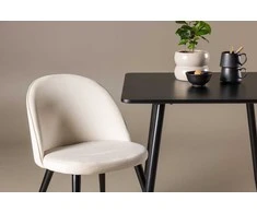 Venture Design Valgomojo komplektas Polar valgomojo stalas su aksominėmis kėdėmis 75x75 cm juodas smėlio spalvos MDF