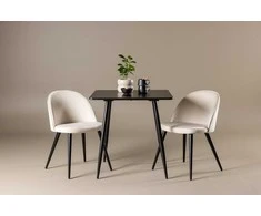 Venture Design Valgomojo komplektas Polar valgomojo stalas su aksominėmis kėdėmis 75x75 cm juodas smėlio spalvos MDF