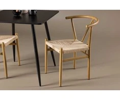 Venture Design Valgomojo komplektas Polar stalas su Alfons kėdėmis 75x75 cm juodas, smėlio spalvos MDF, rotangas