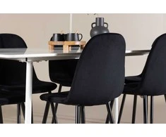 Venture Design Valgomojo komplektas Silar valgomojo stalas su Polar valgomojo kėdė 180x90 cm juoda balta
