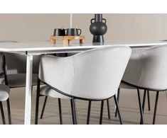 Venture Design Valgomojo komplektas Silar valgomojo stalas su Evelina valgomojo kėde 180x90 cm balta