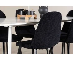 Venture Design Valgomojo komplektas Silar valgomojo stalas su Polar valgomojo kėdė 180x90 cm juoda ir balta mediena bei plienas
