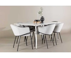 Venture Design Valgomojo komplektas Silar valgomojo stalas su Evelina valgomojo kėde 180x90 cm balta