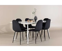 Venture Design Valgomojo komplektas Silar valgomojo stalas su Polar valgomojo kėdė 180x90 cm juoda balta