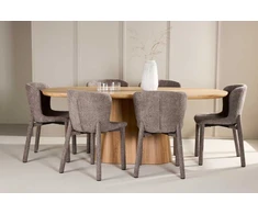 Venture Design Valgomojo komplektas Stjärnö stalas ir Astoria kėdės 200x90 cm rudos spalvos