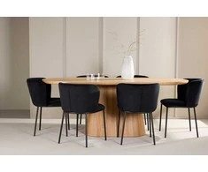Venture Design Valgomojo komplektas Stjärnö stalas su 6 Edina kėdėmis 200x90 cm juodas