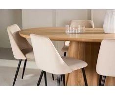 Venture Design Valgomojo komplektas Stjärnö stalas su 6 Night kėdėmis 200x90 cm juoda smėlio spalvos