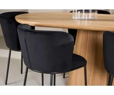Venture Design Valgomojo komplektas Stjärnö stalas su 6 Edina kėdėmis 200x90 cm juodas