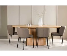 Venture Design Valgomojo komplektas Stjärnö stalas su 6 Edina kėdėmis 200x90 cm rudos spalvos