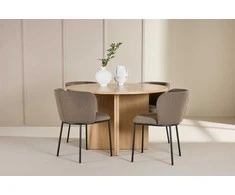 Venture Design Valgomojo komplektas Strada stalas ir Edina kėdė 120x170 cm balta ruda mediena