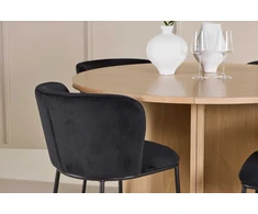 Venture Design Valgomojo komplektas Strada stalas su 4 Edina kėdėmis 120x170 cm balintos juodos medienos