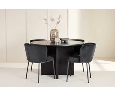 Venture Design Valgomojo komplektas Strada stalas su 4 Edina kėdėmis 120x170 cm juoda mediena