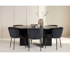 Venture Design Valgomojo komplektas Strada stalas su 6 Edina kėdėmis 120x170 cm juodas