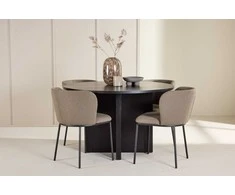 Venture Design Valgomojo komplektas Strada stalas su 4 Edina kėdėmis 120x170 cm juodos rudos medienos