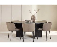 Venture Design Valgomojo komplektas Strada stalas su 6 Edina kėdėmis 120x170 cm juoda ruda mediena