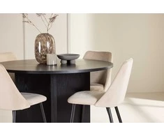 Venture Design Valgomojo komplektas Strada stalas ir naktinės kėdės 120x170 cm juoda smėlio spalvos mediena