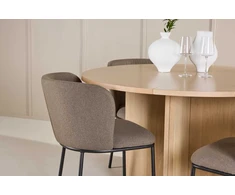 Venture Design Valgomojo komplektas Strada stalas ir Edina kėdė 120x170 cm balta ruda mediena