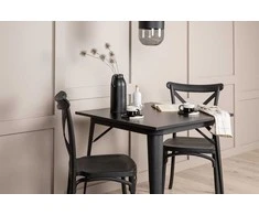 Venture Design Valgomojo komplektas Tempe valgomojo stalas ir Crosett valgomojo kėdės juodos MDF plastikas metalas