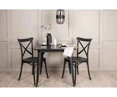 Venture Design Valgomojo komplektas Tempe valgomojo stalas ir Crosett valgomojo kėdės juodos MDF plastikas metalas