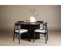 Venture Design Valgomojo komplektas Tyresö stalas ir Ven kėdė 120 cm juoda