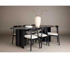 Venture Design Valgomojo komplektas Tyresö stalas 100x220 cm juodas su Ven kėde juoda