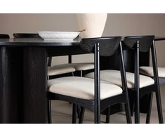 Venture Design Valgomojo komplektas Tyresö stalas 100x220 cm juodas su Ven kėde juoda