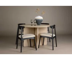 Venture Design Valgomojo komplektas Tyresö stalas ir Ven kėdė 120 cm balinto juodo spalvos