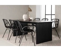 Venture Design Valgomojo komplektas Vail valgomojo stalas ir Dyrön valgomojo kėdė juodos spalvos MDF ir polipropilenas