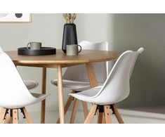 Venture Design Valgomojo komplektas Yakidon stalas ir Zeno kėdės, medžio imitacija, balta