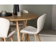 Venture Design Valgomojo komplektas Yakidon Lilja ąžuolo imitacijos, smėlio spalvos audinys