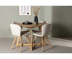 Venture Design Valgomojo komplektas Yakidon Lilja ąžuolo imitacijos, smėlio spalvos audinys