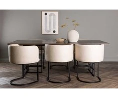 Venture Design Valgomojo komplektas Ystad valgomojo stalas ir Simrishamn valgomojo kėdė 100x220 cm juoda
