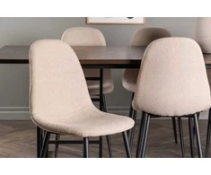 Venture Design Valgomojo komplektas Ystad valgomojo stalas ir Polar valgomojo kėdės 220x100 cm juoda smėlio spalvos