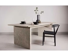 Venture Design Valgomojo stalas 100x200 cm, smėlio spalvos MDF