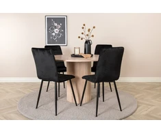 Venture Design Valgomojo stalas, Bianca, ⌀110 cm, Balta / Valgomasis kėdė, Windu Lyx, 49x94x43 cm, Juoda