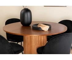 Venture Design Valgomojo stalas, Bianca, ⌀110 cm, Balta, Valgomasis kėdė, Raukšlės, 50x79.5x49 cm, Juoda