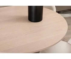 Venture Design Valgomojo stalas, Bianca apvalus, 110x74 cm, Baltas, Valgomasis kėdė, Velveto medžiaga, 57x76.5x50 cm, Beždžionės spalva