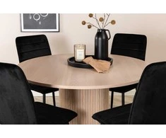 Venture Design Valgomojo stalas, Bianca, ⌀110 cm, Balta / Valgomasis kėdė, Windu Lyx, 49x94x43 cm, Juoda