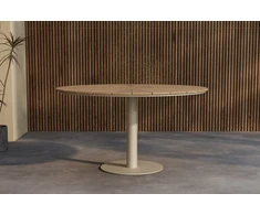 Venture Design Valgomojo stalas, Croft apvalus, 120 cm, smėlio spalvos, aliuminis, tikmedis