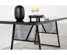 Venture Design Valgomojo stalas, Dallas, 77x193x90 cm, Juodas