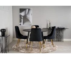 Venture Design Valgomojo stalas, Dipp, 115 cm, Juodas, Velnio prabanga kėdė, 66x88.5x50 cm, Juoda