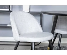Venture Design Valgomojo stalas, Dipp, ⌀115 cm, Juodas / Valgomasis kėdė, Velvetas, 57x76.5x50 cm, Šviesiai pilka