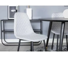 Venture Design Valgomojo stalas, Dipp, ⌀115 cm, Juodas / Valgomasis kėdė, Polar, 52x86 cm, Pilka